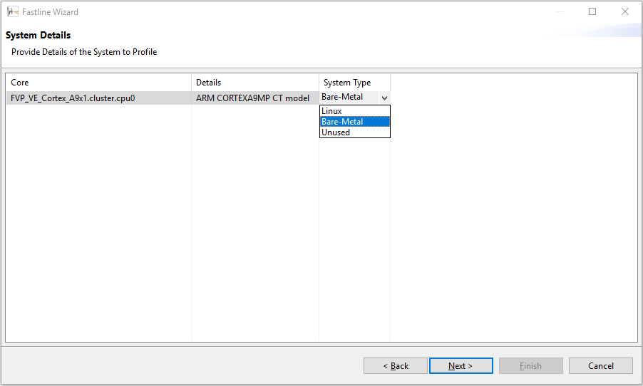 Selecting code types within Steamline Wizard