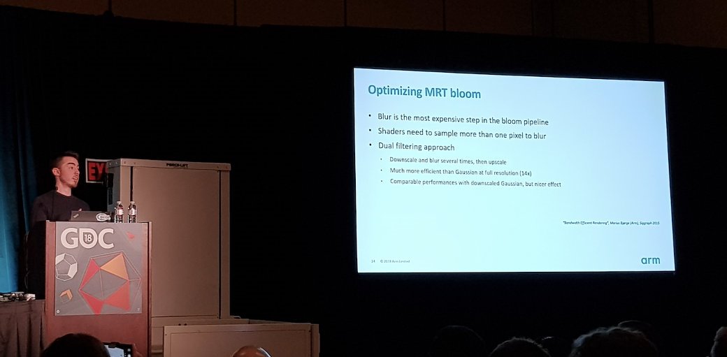 GDC man presenting on optimizing MRT bloom