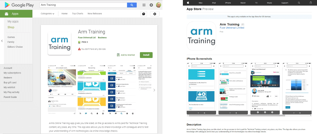 Arm Training App Google Play Apple App Store