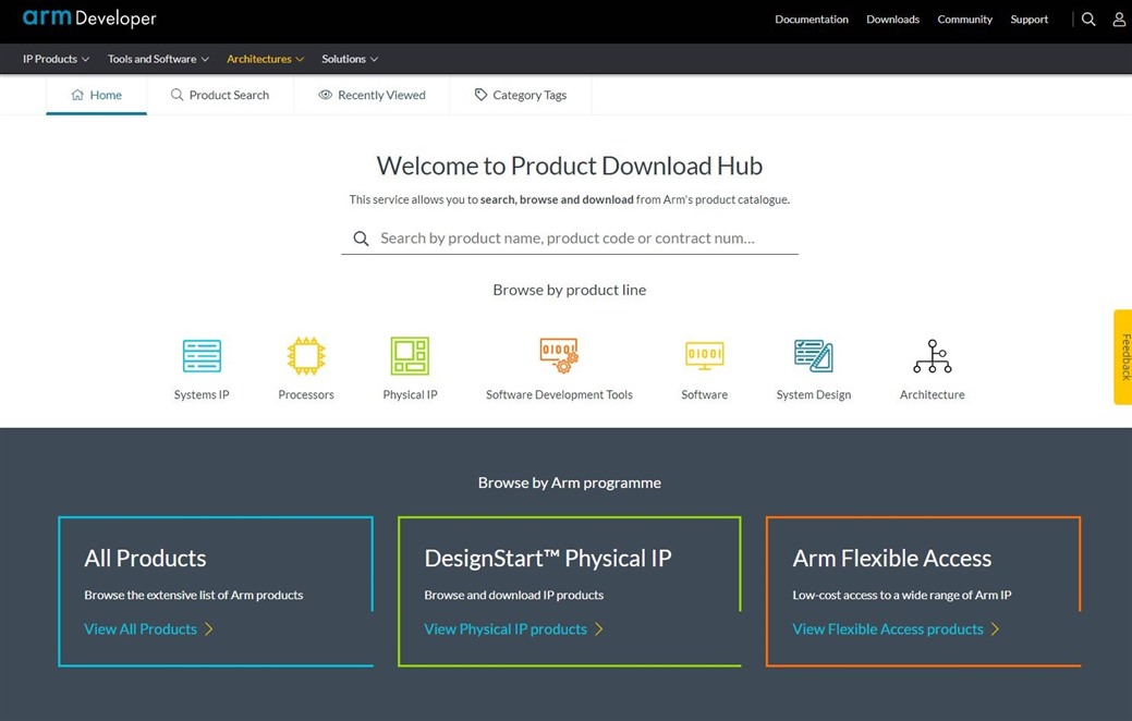  A screenshot of product download hub.