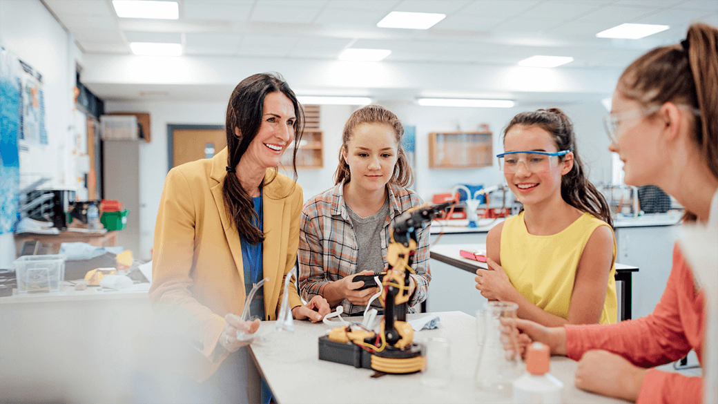 Women working on a tech project