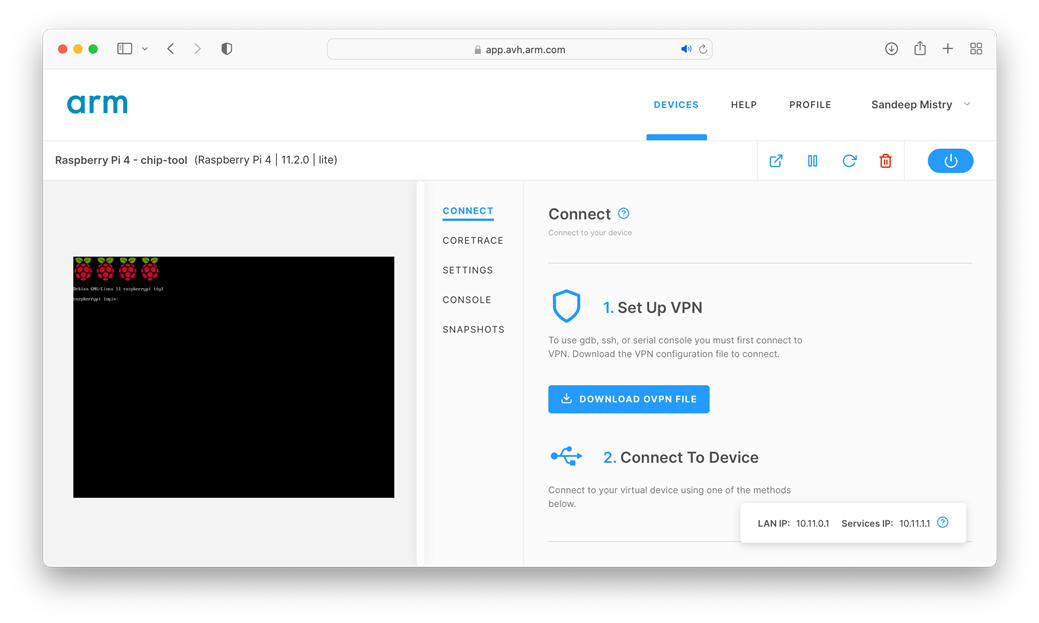 Setting up virtual RPi step 7