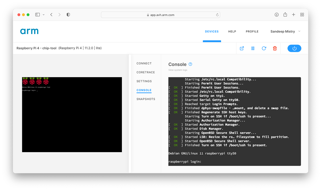 Setting up virtual RPi step 8