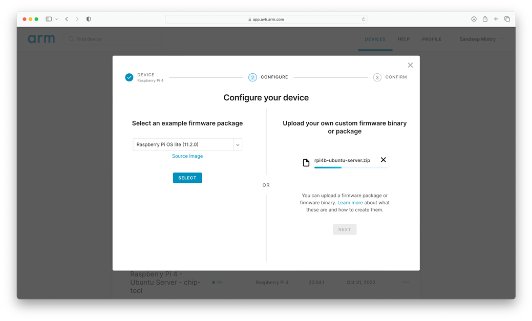 Arm Virtual Hardware - Configure Device