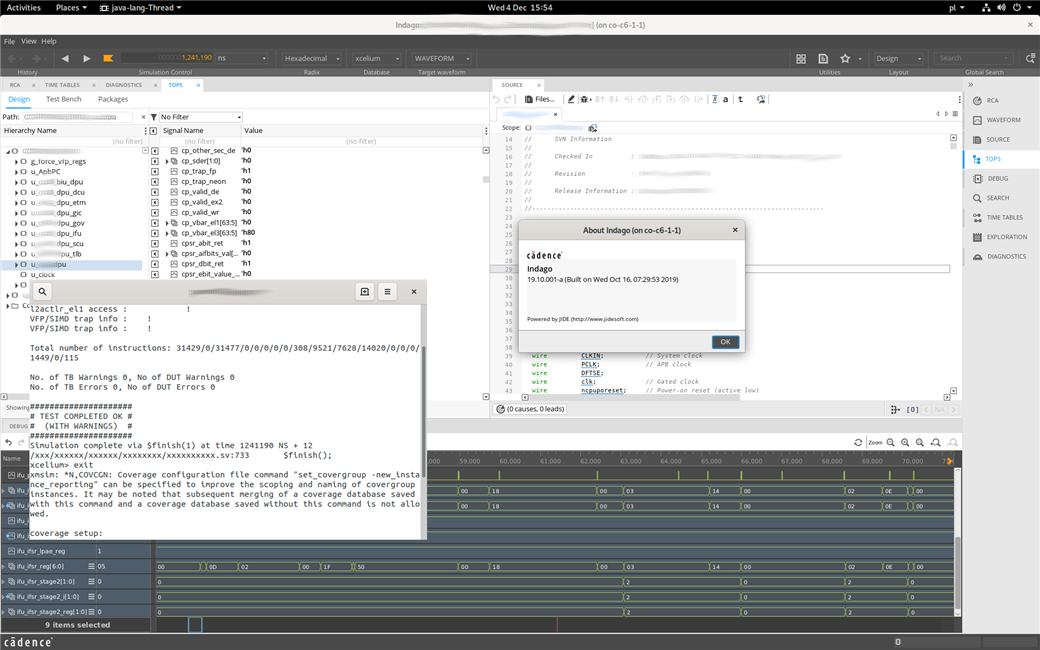  Screenshot of Cadence tools running on Arm servers