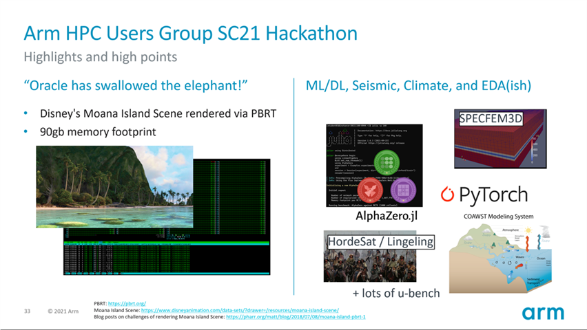 Arm HPC Users Group SC21 Hackathon