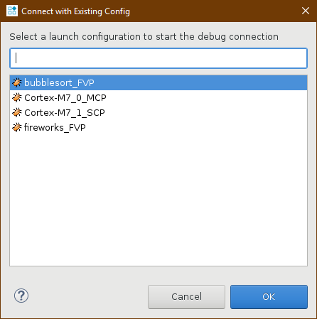 Connect with an existing debug config