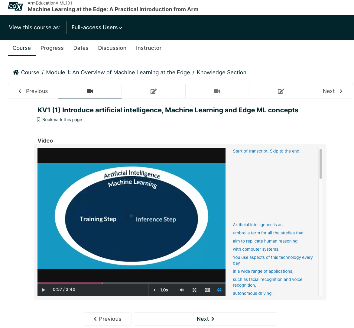  edX course module screen shot