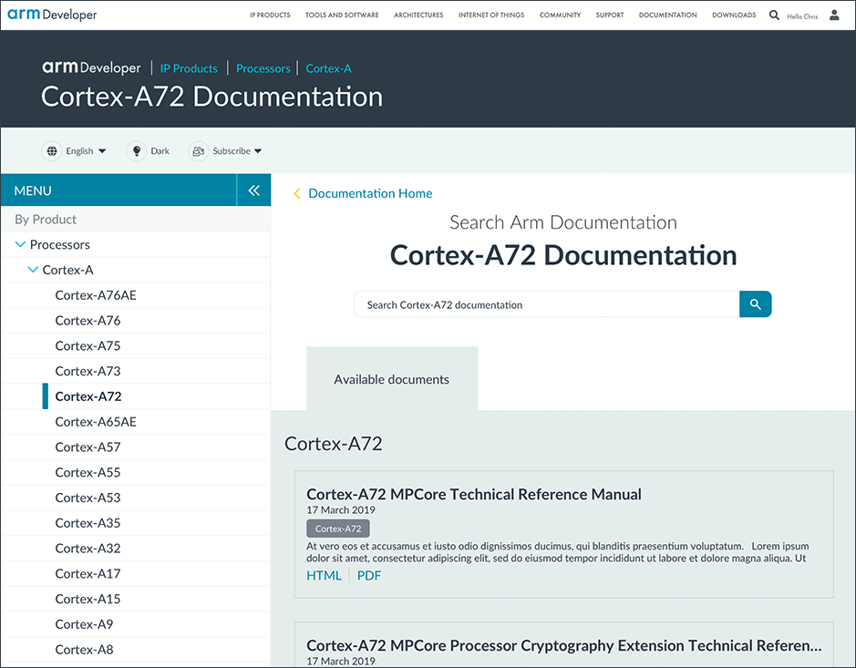  New Arm Developer documentation hub landing page