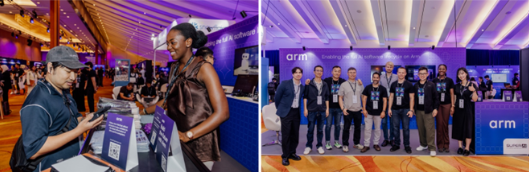 Arm at Super AI, interacting with attendees and a team photo