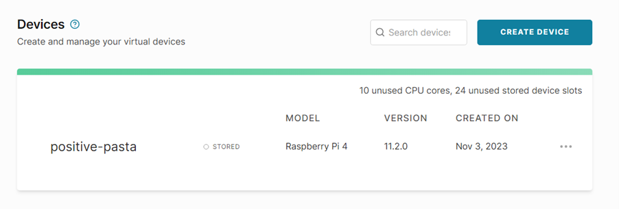 Arm Virtual Hardware screenshot for Raspberry Pi 4