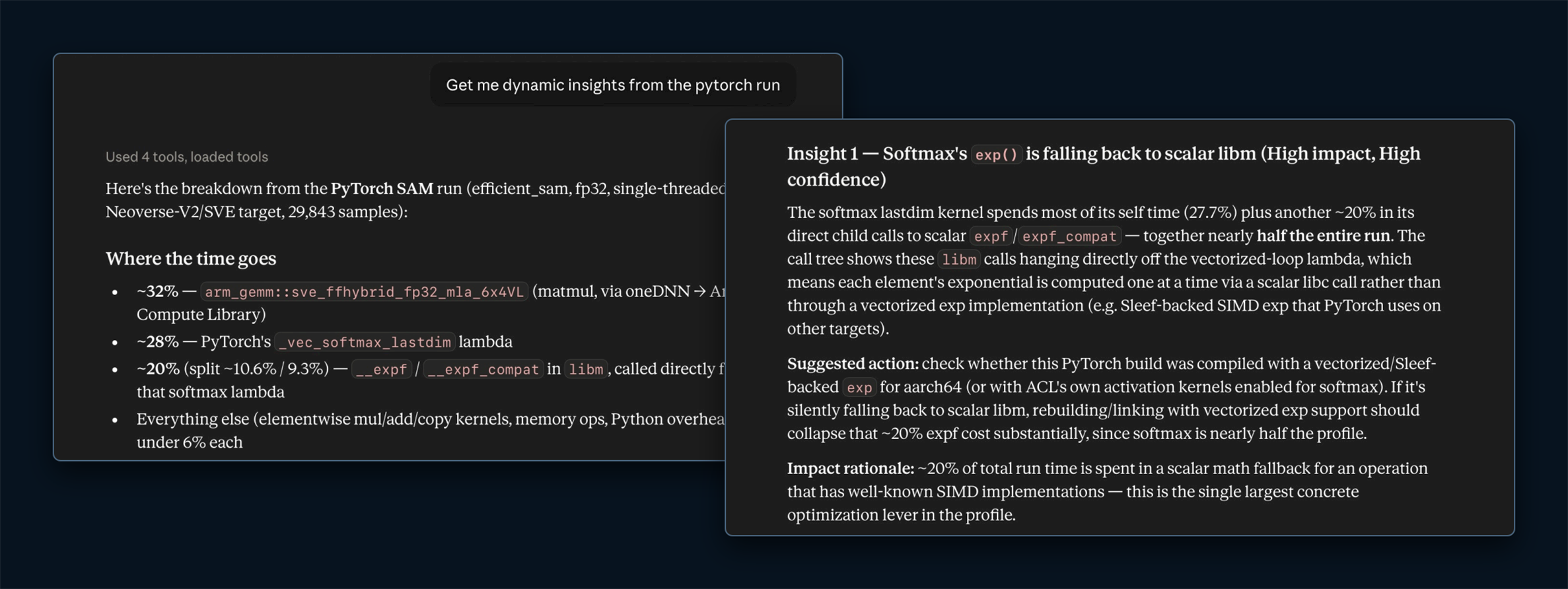Using Performix MCP Server to generate Dynamic Insights on a PyTorch workload via Claude Code.