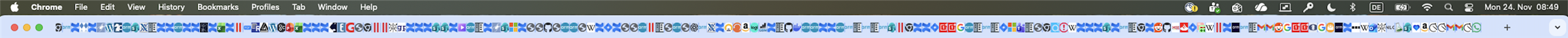 What 300+ tabs looks like. Did you know: on some mobile versions of Chrome, you get a smiley face :) to indicate that you've exceeded 99 tabs.
