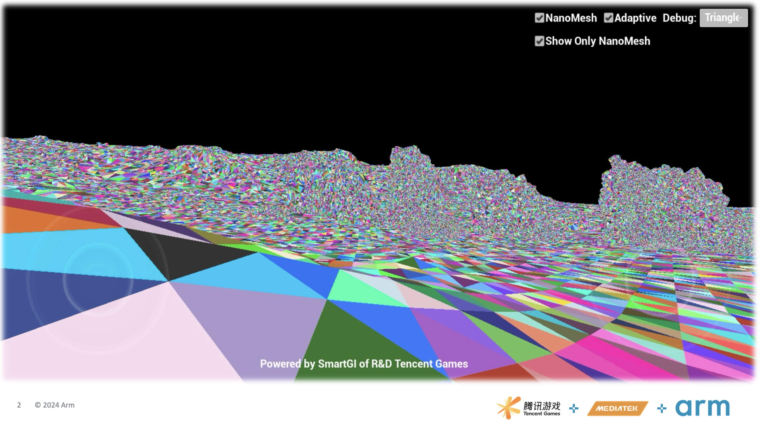 A screenshot of 100+ million polygons on a smartphone with global illumination.