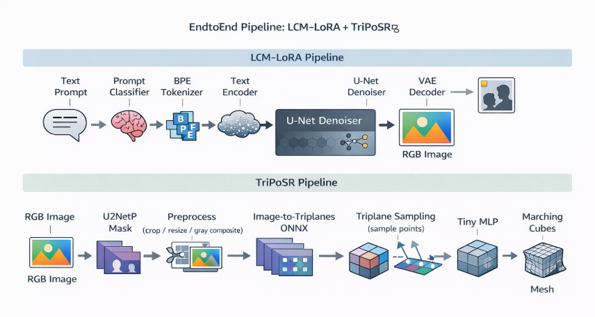 Flow diagram showing the end-to-end model pipeline