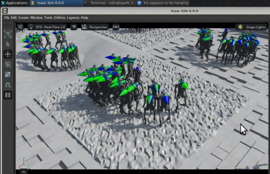 GIF image showing Iteration 1350: stable locomotion