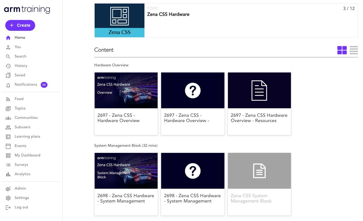 Arm Training interface
