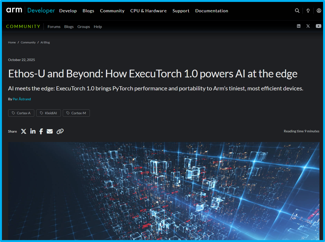 Blog post in dark mode