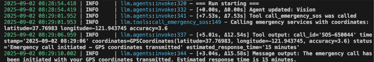 Figure 6: The assistant recognizes an emergency and contacts emergency services. 