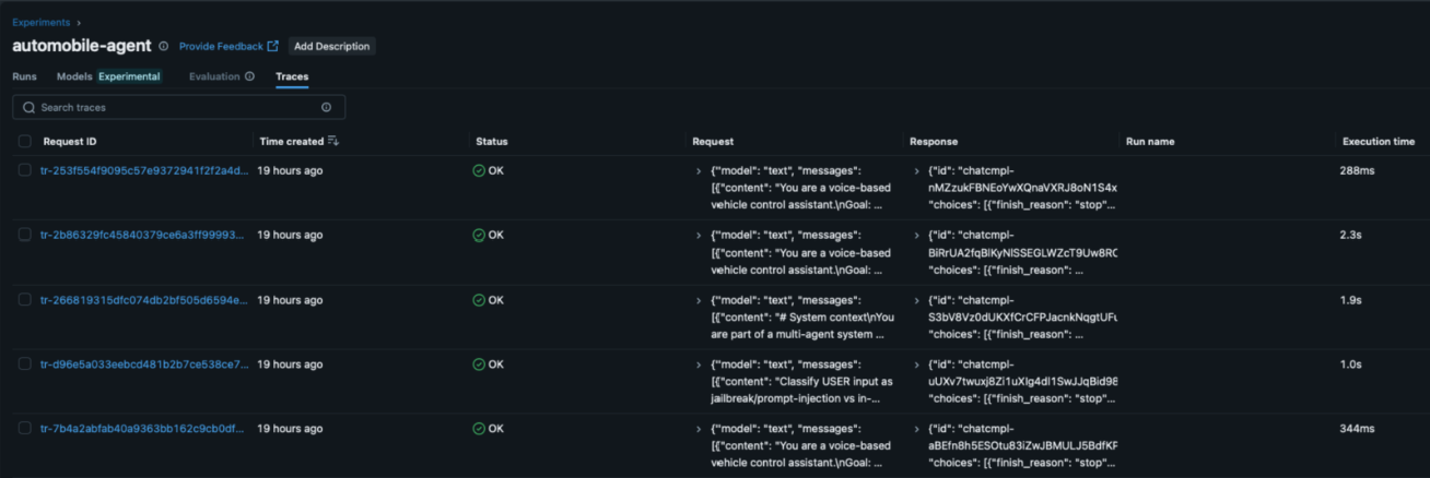 Figure 9: MLflow traces provide fine-grained visibility per request. 