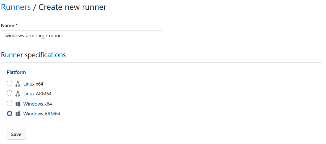  Selecting runner specification