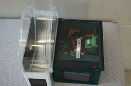 A close up showing the 3D printer project.