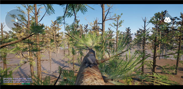Dense forest scene in the Mori demo showcasing Nanite on mobile.