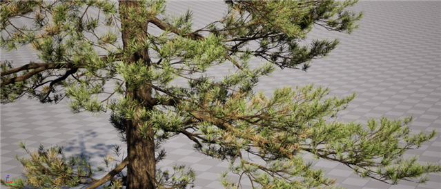 High-detail Nanite tree asset showcasing dense foliage, branches, and bark geometry.