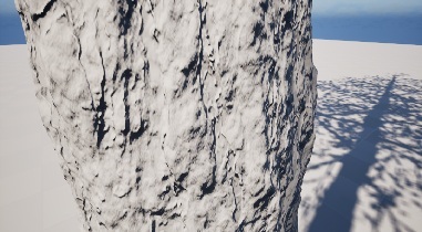 Geometry-only view of a Nanite tree trunk highlighting bark detail.