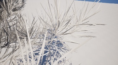 Untextured pine needle geometry showing detailed foliage structure in a Nanite asset.