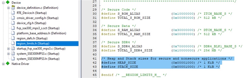  Stack and Heap sizes configuration