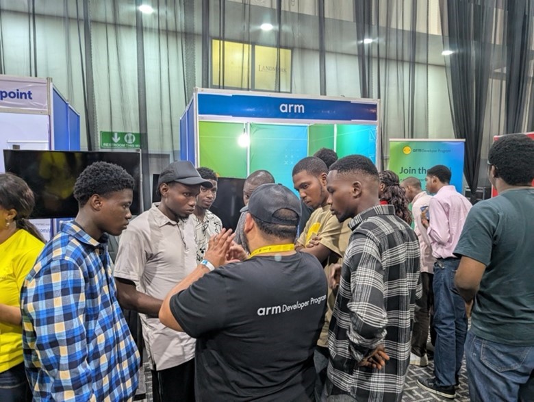The Arm stand, speakers and attendees, at DevFest.