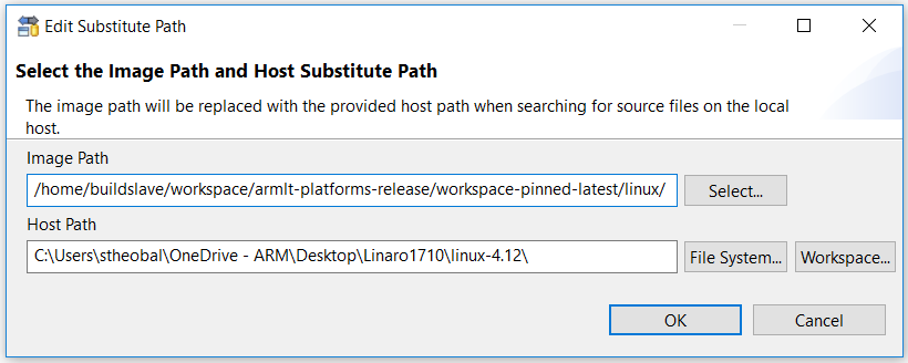 Example of setting the substiture source path