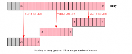 Padding an array to fill an integer number of vectors