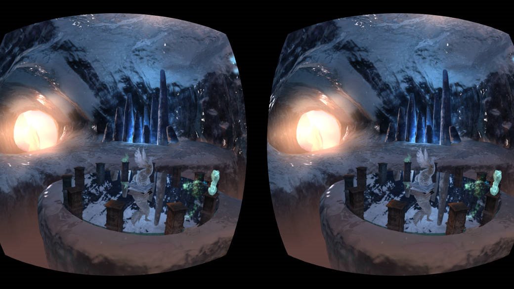 Figure 7. Stereo reflections on the central platform in the Ice cave demo