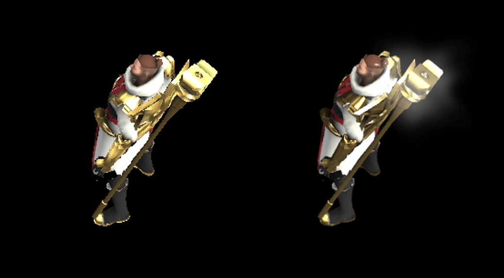  Texture-based bloom (left) and plane-based bloom (right) for characters