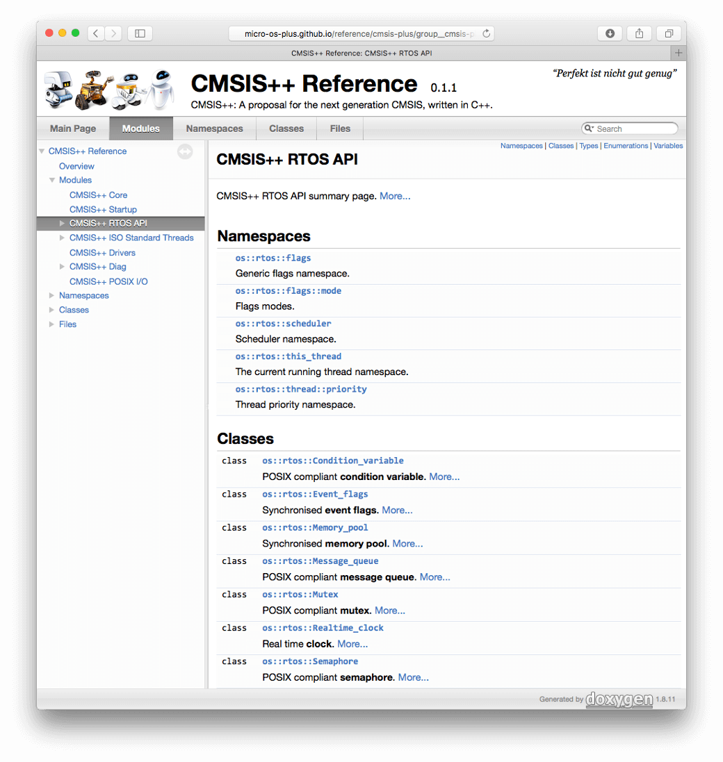CMSIS++ RTOS reference screenshot