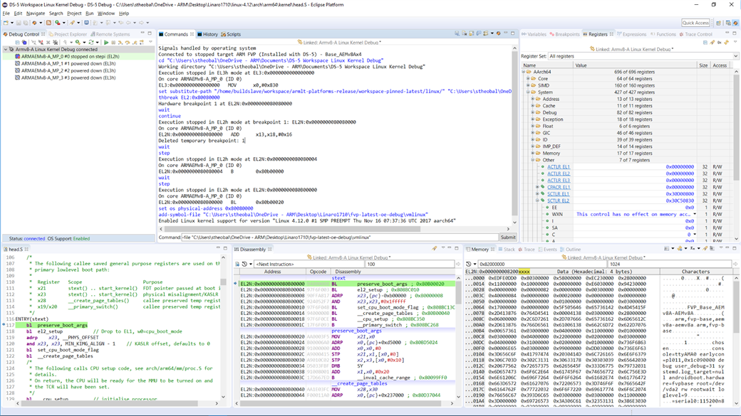 Screen-shot of pre-MMU source-level debug