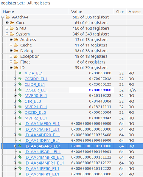 System ID registers in DS-5